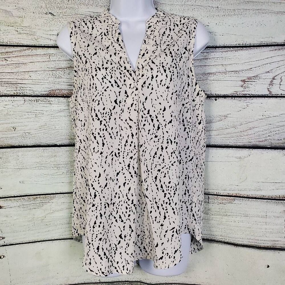 Staccato Women’s Small Black White Animal Print Sleeveless Blouse
